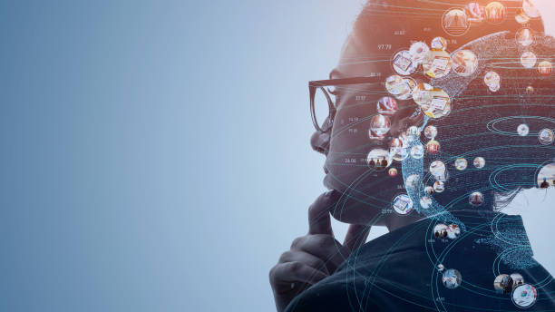AI (Artificial Intelligence) concept. Communication network.